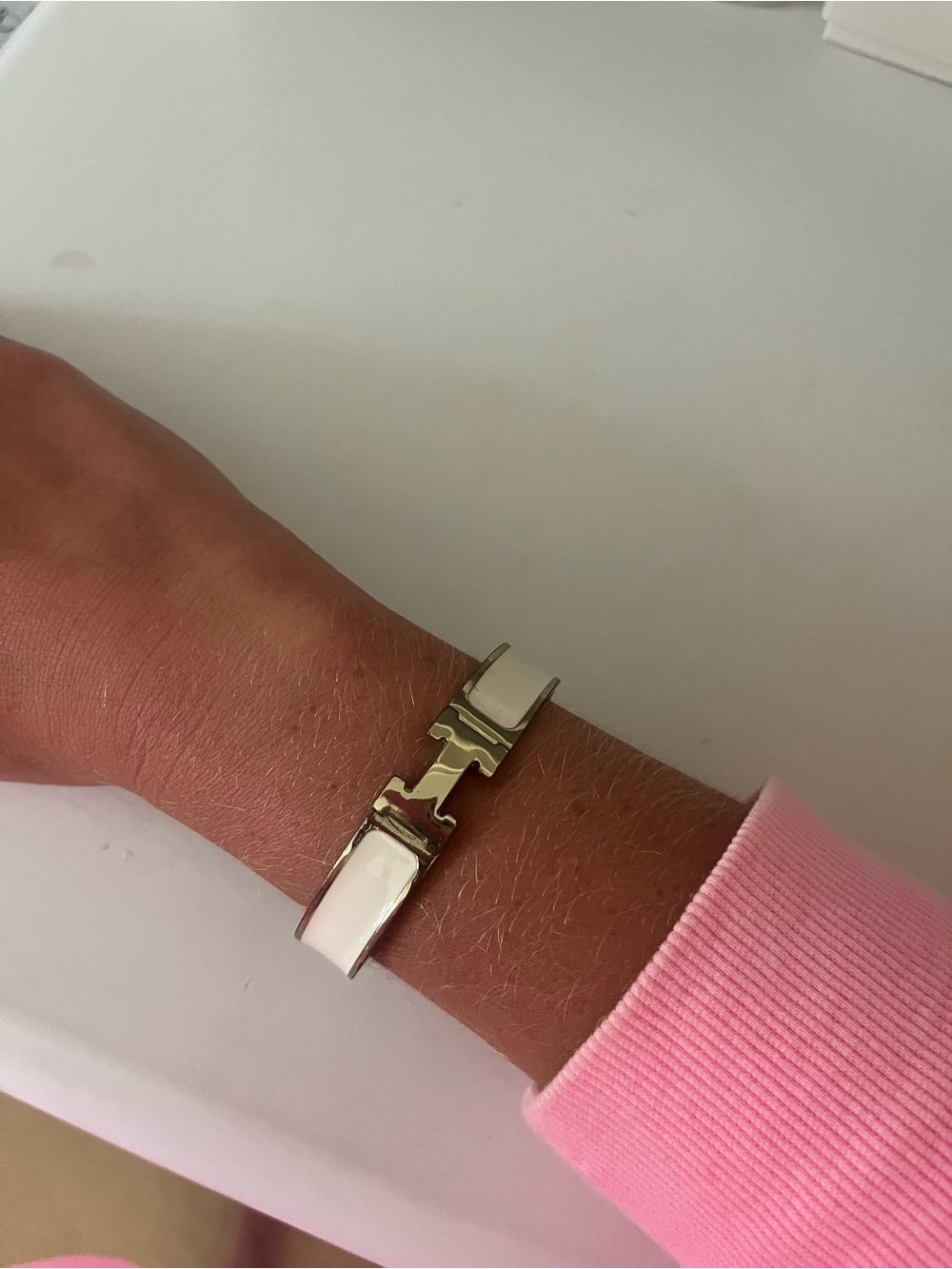 White Enamel H-Link Bracelet - Women Jewelry